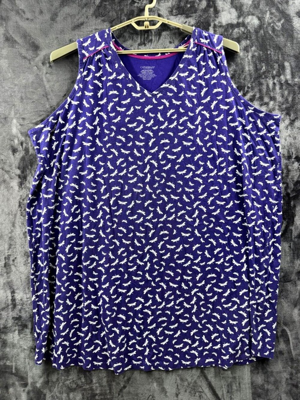 Catherines Sleepwear Pajamas Womens 5X Purple Dragonfly Cotton Blend Lounge PJs